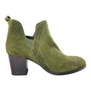 MIA Women's Heeled Faux-Suede Cutout Ankle Booties Olive Green Size US 7